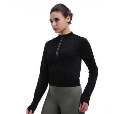 Четверть производительности длинный рукав влажность Wicking пальцевые отверстия отражающая отделка